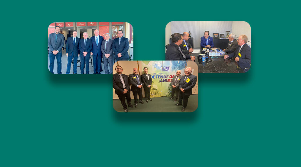Três fotos que mostram os encontros do CRMV-SP/ CFMV e os deputados. citados na matéria.