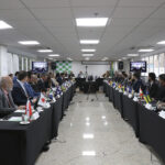 A foto mostra os presidentes dos CRMVs sentados durante a CNP.