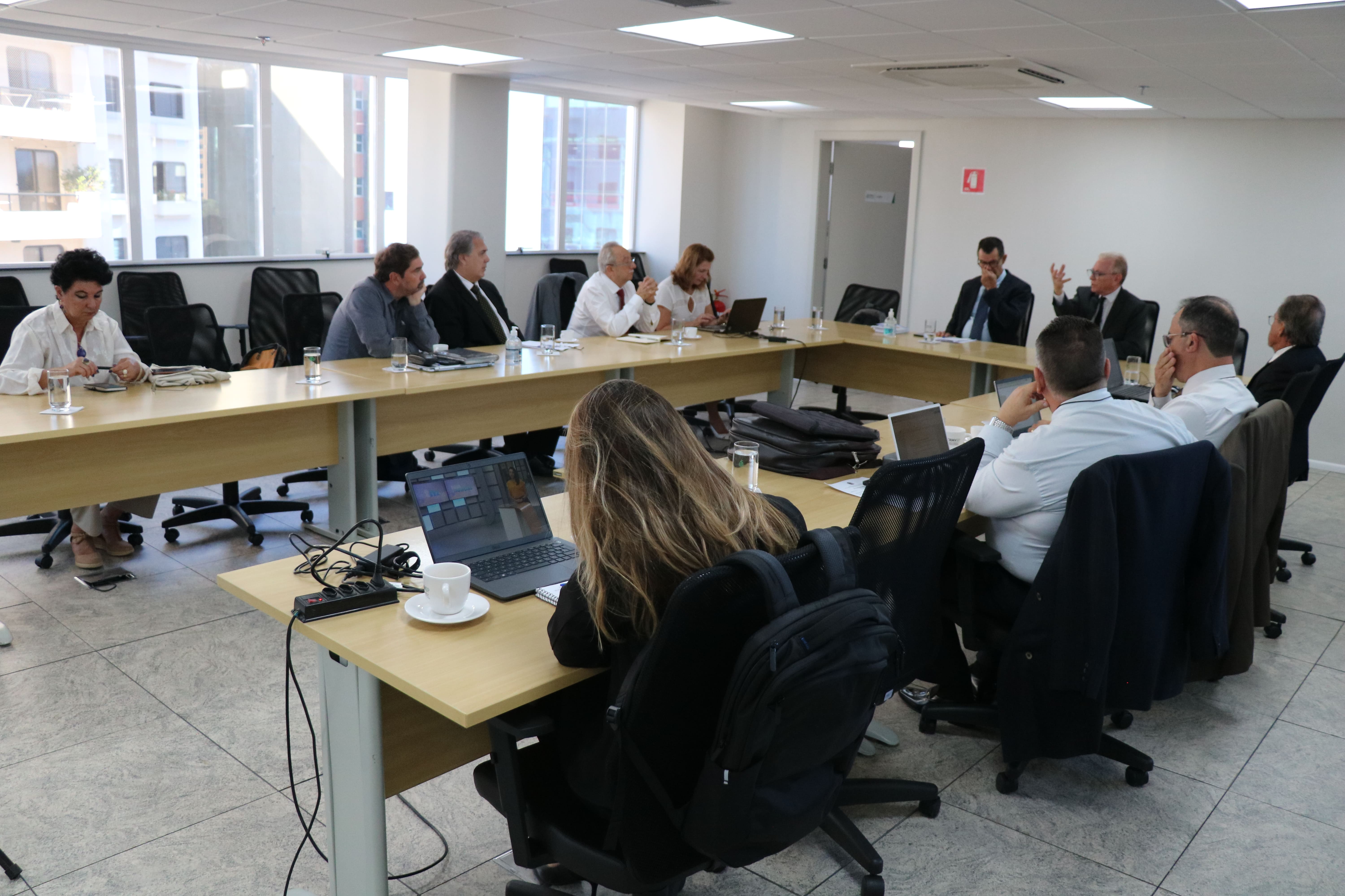 Da esquerda para a direita, a presidente da Comissão de Entidades Veterinárias do Estado de São Paulo, Maria Cristina Reiter Timponi; os integrantes da Comissão de Representantes Regionais do CRMV-SP, Guilherme Sellera (Baixada Santista), Izalco Santos (São José do Rio Preto), José Deak (Campinas) e Elma Polegato (Marília); o presidente da Comissão de Representantes Regionais do CRMV-SP, Márcio Rangel de Mello (Vale do Paraíba); o presidente do CRMV-SP, Odemilson Donizete Mossero; os membros da Comissão de Representantes Regionais do CRMV-SP, Haroldo Alberti (Presidente Prudente), Carlos Renato Murta (Sorocaba) e Mário Ramos (Bauru e Botucatu); e a assessora técnica médica-veterinária do CRMV-SP, Alessandra Karina da Silva Fonseca.