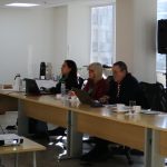 A coordenadora de Comunicação, Laís Domingues Figueiredo Shingaki; a subeditora da Revista MV&Z, Gisele Donato; e o membro efetivo, Luiz Cláudio Nogueira Mendes.