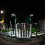 Sede do CRMV-SP iluminada em verde em celebração ao Dia do Médico-Veterinário.