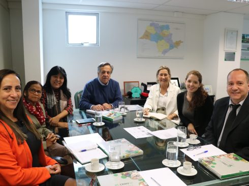 Legenda: Membros do CRMV-SP e do IC durante reunião que formalizou parceria