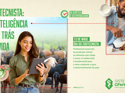 Imagem de divulgação do dia do zootecnista com os dizeres: Zootecnista: A inteligência por trás da vida.Da Genética à Sustentabilidade.